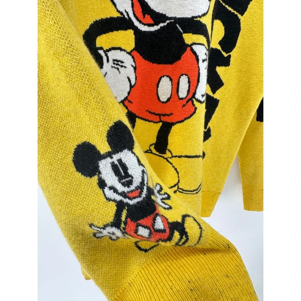Disney Parks Mickey Mouse Pullover Knit Sweater Women's Small Yellow